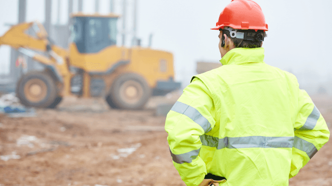 Field in construction with contractors