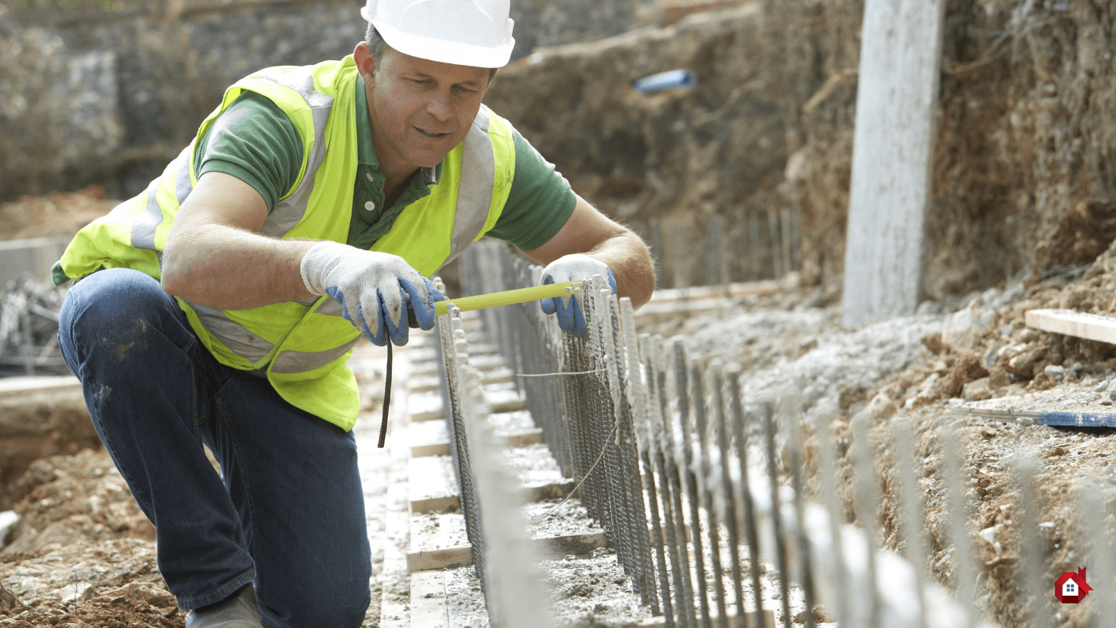 Ironworker mesuring steel