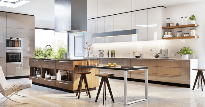 trendy kitchen with sizeable items