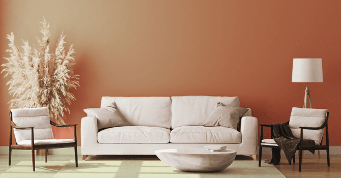Copper-colored living room