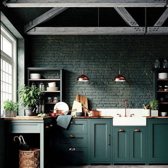 Cuisine vert foncé_dark green kitchen